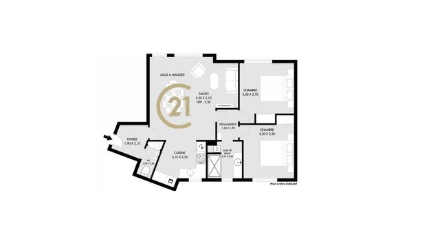 Appartement F3 à vendre - 3 pièces - 67.0 m2 - PARIS - 75018 - ILE-DE-FRANCE - Century 21 Sorim